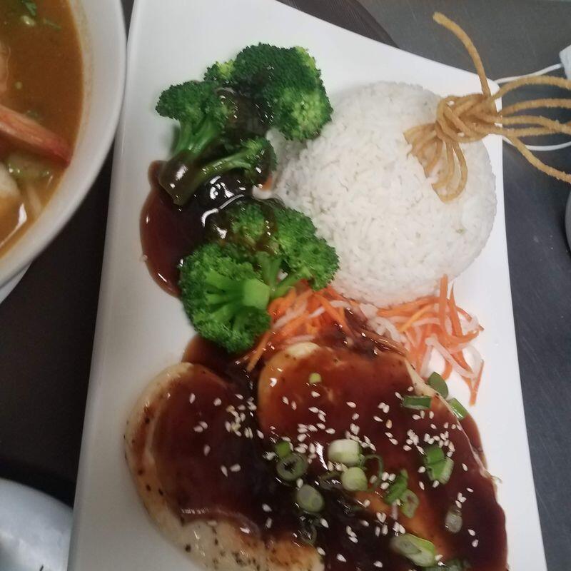 45. Grilled Chicken Teriyaki w. White Rice Broccoli